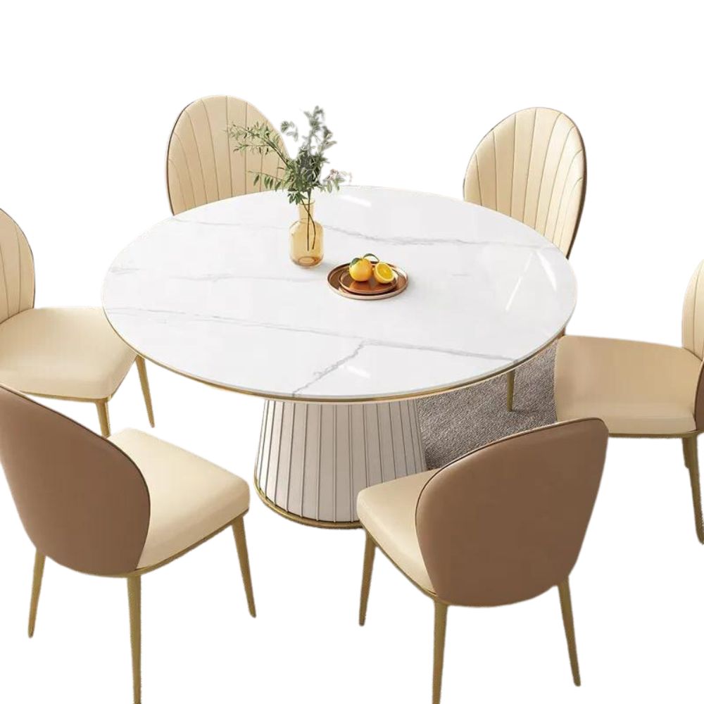 Modern Minimalist Slate Round Dining Table