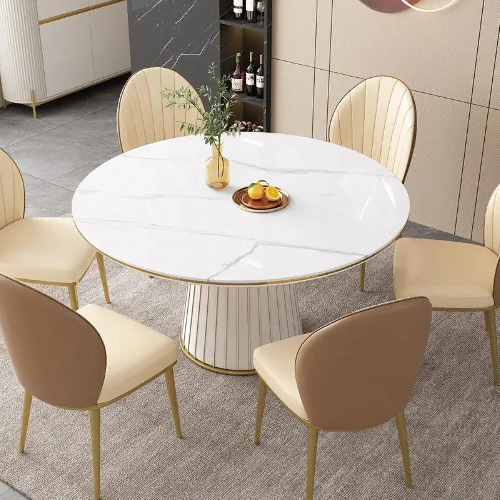 Modern Minimalist Slate Round Dining Table