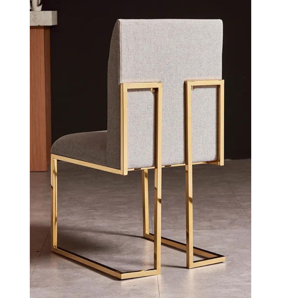 Modern Linen Gold Leg Dining Chair