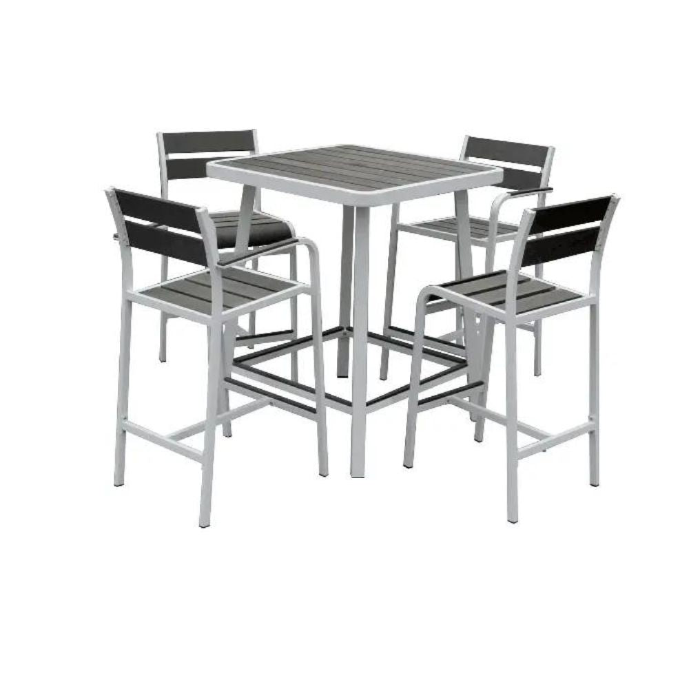 5 Piece Outdoor Patio Bar Set in Gray