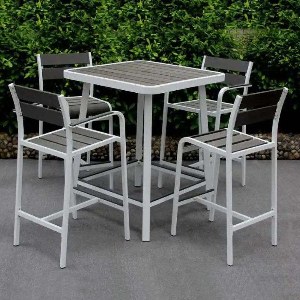 5 Piece Outdoor Patio Bar Set in Gray